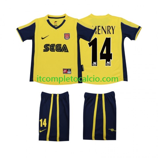 Maglia Arsenal Thierry Henry 14 2000 2001 Retro Divisa Away Manica Corta ,Bambino