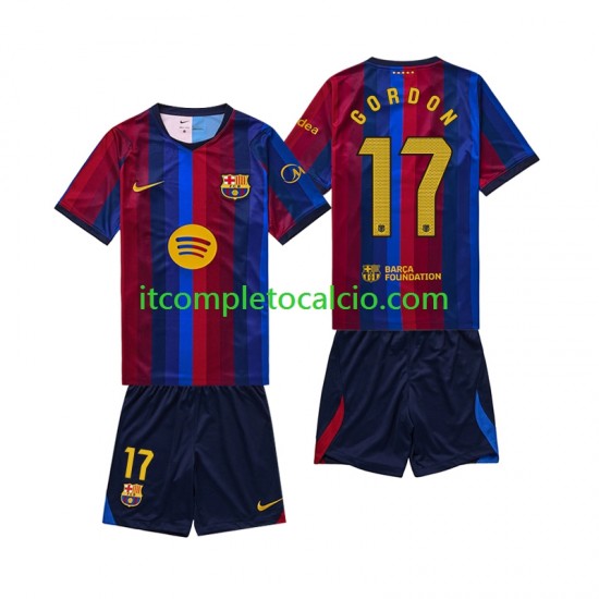 Maglia FC Barcelona Anthony Gordon 17 Divisa Home 2026-2027 Manica Corta ,Bambino Maglia FC Barcelona Anthony Gordon 17 Divisa Home 2026-2027 Manica Corta ,Bambino
