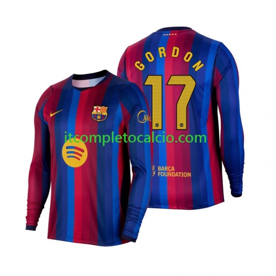 Maglia FC Barcelona Anthony Gordon 17 Divisa Home 2026-2027 Manica Lunga ,Uomo Maglia FC Barcelona Anthony Gordon 17 Divisa Home 2026-2027 Manica Lunga ,Uomo