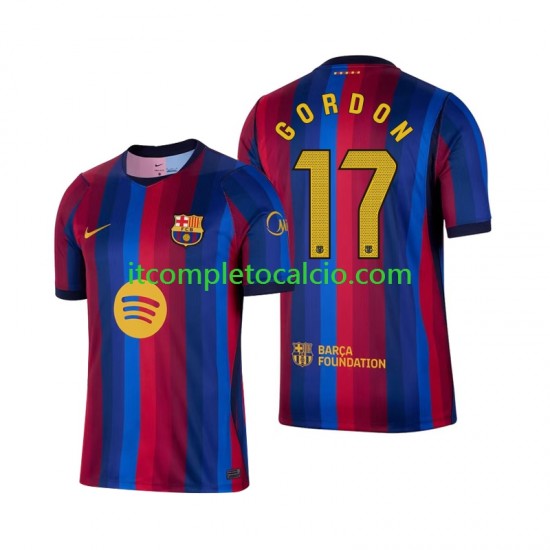 Maglia FC Barcelona Anthony Gordon 17 Divisa Home 2026-2027 Manica Corta ,Uomo