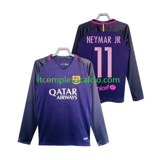 Maglia FC Barcelona Neymar JR 11 2016 2017 Retro Divisa Away Manica Lunga ,Uomo