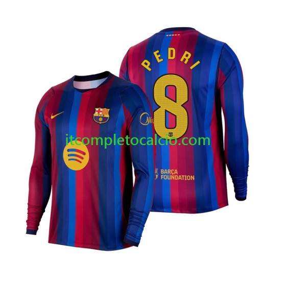 Maglia FC Barcelona Pedri 8 Divisa Home 2026-2027 Manica Lunga ,Uomo