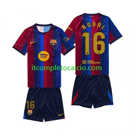 Maglia FC Barcelona Rodri 16 Divisa Home 2026-2027 Manica Corta ,Bambino
