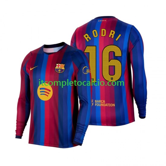 Maglia FC Barcelona Rodri 16 Divisa Home 2026-2027 Manica Lunga ,Uomo
