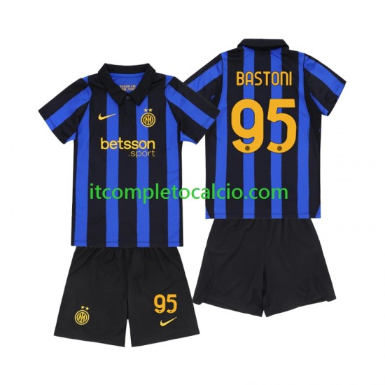 Maglia Inter Milan Alessandro Bastoni 95 Divisa Home 2026-2027 Manica Corta ,Bambino