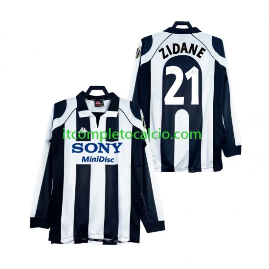 Maglia Juventus ZIDANE 21 1997 Retro Divisa Home 1998 Manica Lunga ,Uomo