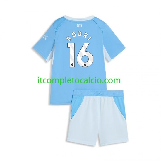 Maglia Manchester City Rodri 16 Divisa Home 2026-2027 Manica Corta ,Bambino