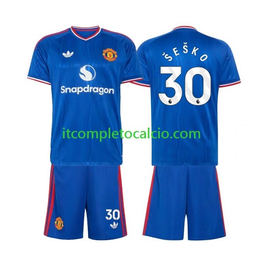 Maglia Manchester United Benjamin Sesko 30 Divisa Away 2026-2027 Manica Corta ,Bambino Maglia Manchester United Benjamin Sesko 30 Divisa Away 2026-2027 Manica Corta ,Bambino