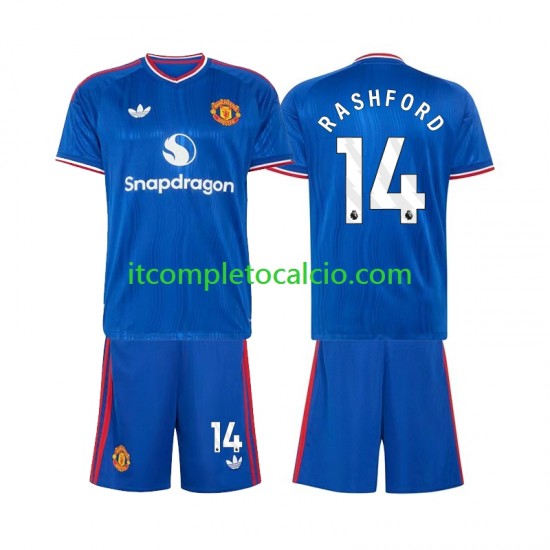 Maglia Manchester United Marcus Rashford 14 Divisa Away 2026-2027 Manica Corta ,Bambino