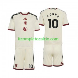 Maglia Manchester United Matheus Cunha 10 Terza Divisa 2026-2027 Manica Corta ,Bambino