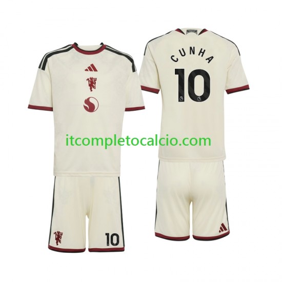 Maglia Manchester United Matheus Cunha 10 Terza Divisa 2026-2027 Manica Corta ,Bambino