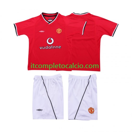 Maglia Manchester United 2000 Retro Divisa Home 2002 Manica Corta ,Bambino