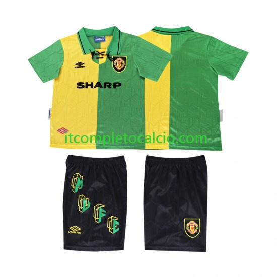 Maglia Manchester United 1992 Retro Terza Divisa 1994 Manica Corta ,Bambino
