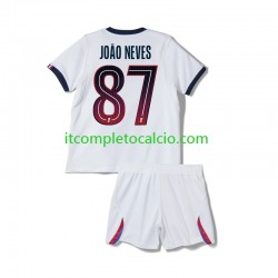 Maglia Paris Saint-Germain Joao Neves 87 Divisa Away 2026-2027 Manica Corta ,Bambino