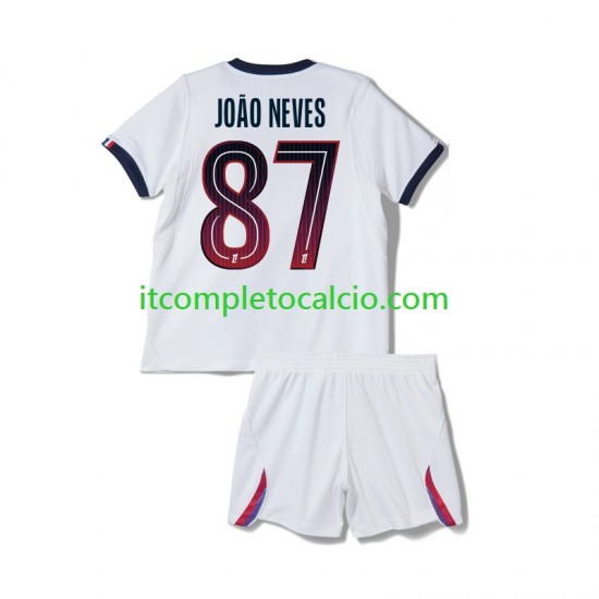 Maglia Paris Saint-Germain Joao Neves 87 Divisa Away 2026-2027 Manica Corta ,Bambino Maglia Paris Saint-Germain Joao Neves 87 Divisa Away 2026-2027 Manica Corta ,Bambino