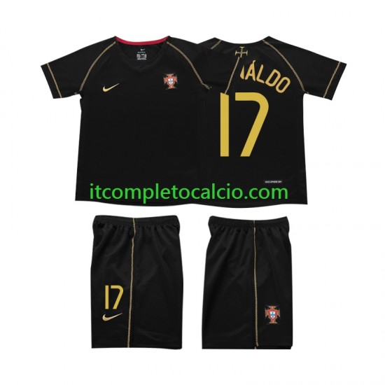 Maglia Portogallo Cristiano Ronaldo 17 Retro Divisa Away 2006 Manica Corta ,Bambino