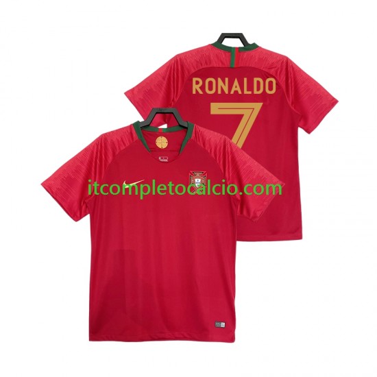 Maglia Portogallo Cristiano Ronaldo 7 2018 Retro Divisa Home Manica Corta ,Uomo