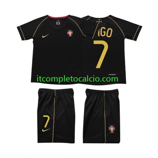 Maglia Portogallo FIGO 7 Retro Divisa Away 2006 Manica Corta ,Bambino