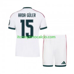 Maglia Real Madrid Arda Guler 15 Divisa Home 2026-2027 Manica Corta ,Bambino
