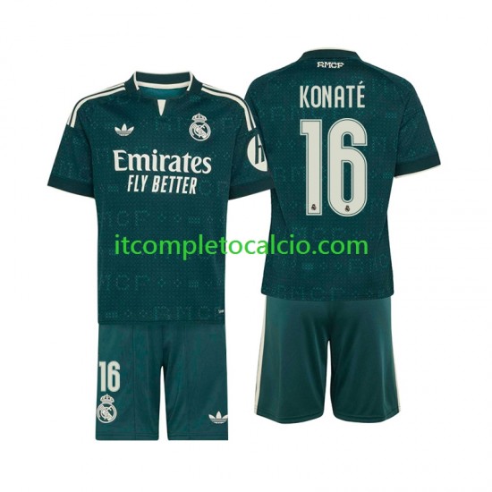 Maglia Real Madrid Ibrahima Konate 16 Divisa Away 2026-2027 Manica Corta ,Bambino
