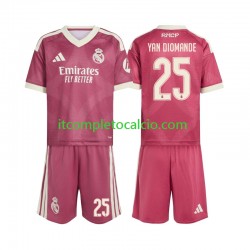 Maglia Real Madrid Yan Diomande 25 Terza Divisa 2026-2027 Manica Corta ,Bambino