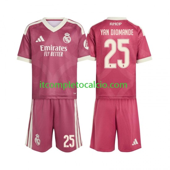 Maglia Real Madrid Yan Diomande 25 Terza Divisa 2026-2027 Manica Corta ,Bambino
