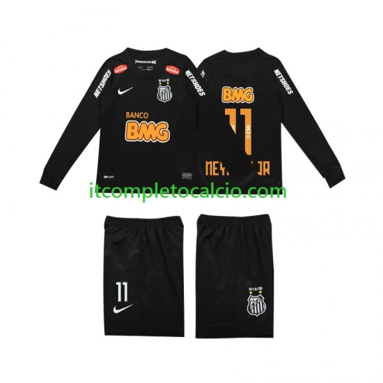 Maglia Santos NEYMAR JR 11 Classic 2012 2013 Retro Divisa Away Manica Lunga ,Bambino