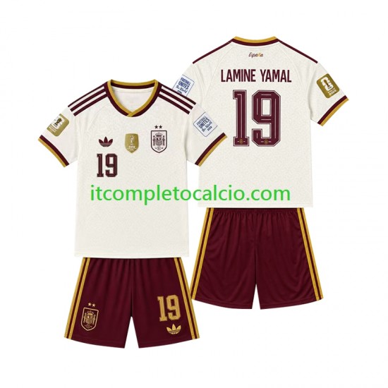 Maglia Spagna 2-star Lamine Yamal 19 Divisa Away 2026-2027 Manica Corta ,Bambino