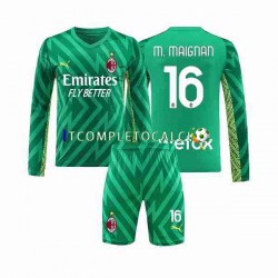 Maglia AC Milan Mike Maignan 16 Portiere Divisa Home 2023-2024 Manica Lunga ,Bambino
