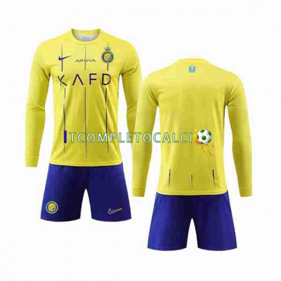 Maglia Al-Nassr Divisa Home 2023-2024 Manica Lunga ,Bambino