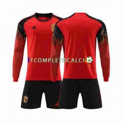 Maglia Belgio Divisa Home Mondiali 2022 Manica Lunga ,Bambino