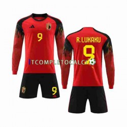Maglia Belgio R.LUKAKU 9 Divisa Home Mondiali 2022 Manica Lunga ,Bambino