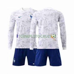 Maglia Francia Divisa Away Mondiali 2022 Manica Lunga ,Bambino