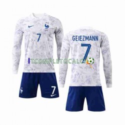 Maglia Francia Griezmann 7 Divisa Away Mondiali 2022 Manica Lunga ,Bambino