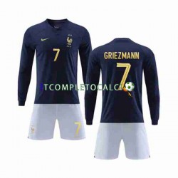 Maglia Francia Griezmann 7 Divisa Home Mondiali 2022 Manica Lunga ,Bambino