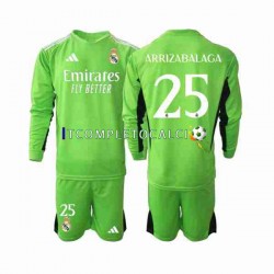 Maglia Real Madrid Kepa Arrizabalaga 25 Portiere Divisa Home 2023-2024 Manica Lunga ,Bambino