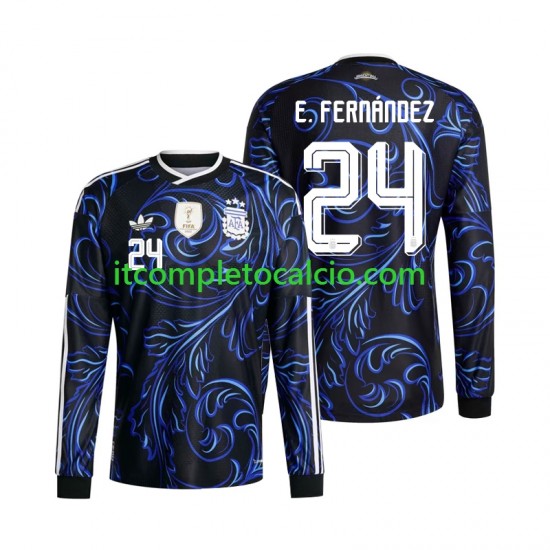 Maglia Argentina Enzo Fernandez 24 Divisa Away Mondiali 2026 Manica Lunga ,Uomo
