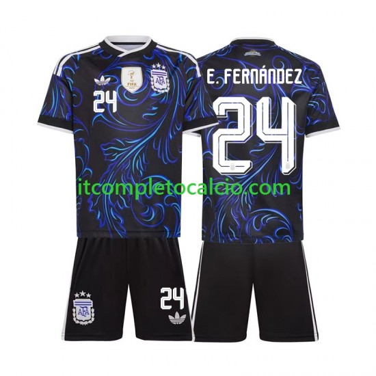 Maglia Argentina Enzo Fernandez 24 Divisa Away Mondiali 2026 Manica Corta ,Bambino