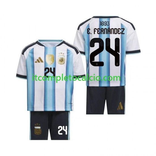 Maglia Argentina Enzo Fernandez 24 Divisa Home Mondiali 2026 Manica Corta ,Bambino