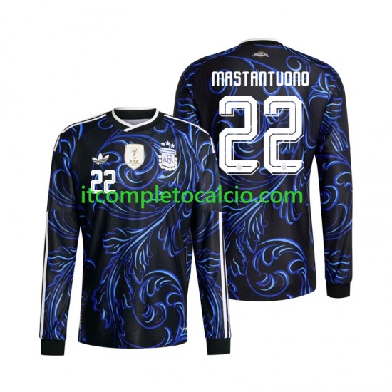 Maglia Argentina Franco Mastantuono 22 Divisa Away Mondiali 2026 Manica Lunga ,Uomo