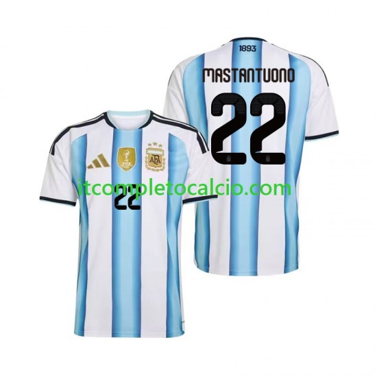 Maglia Argentina Franco Mastantuono 22 Divisa Home Mondiali 2026 Manica Corta ,Uomo