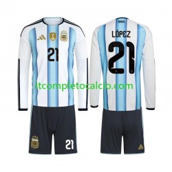 Maglia Argentina Jose Manuel Lopez 21 Divisa Home Mondiali 2026 Manica Lunga ,Bambino Maglia Argentina Jose Manuel Lopez 21 Divisa Home Mondiali 2026 Manica Lunga ,Bambino