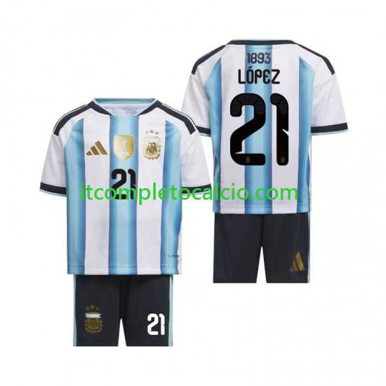 Maglia Argentina Jose Manuel Lopez 21 Divisa Home Mondiali 2026 Manica Corta ,Bambino