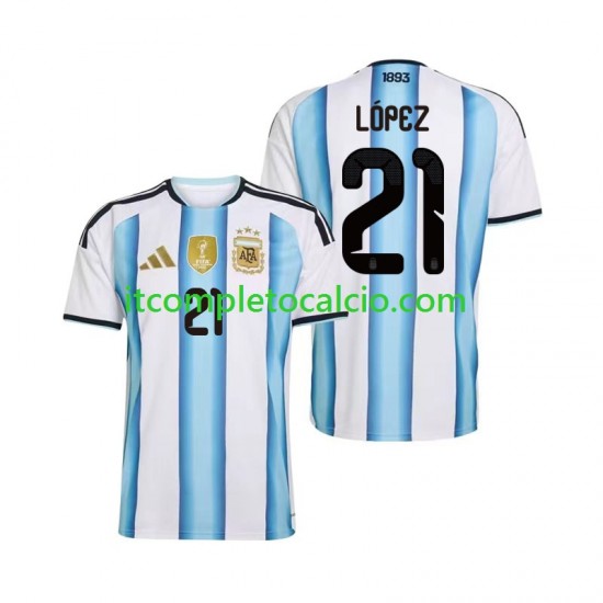 Maglia Argentina Jose Manuel Lopez 21 Divisa Home Mondiali 2026 Manica Corta ,Uomo