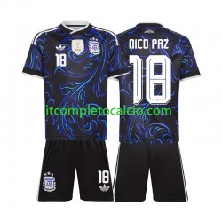 Maglia Argentina Nico Paz 18 Divisa Away Mondiali 2026 Manica Corta ,Bambino