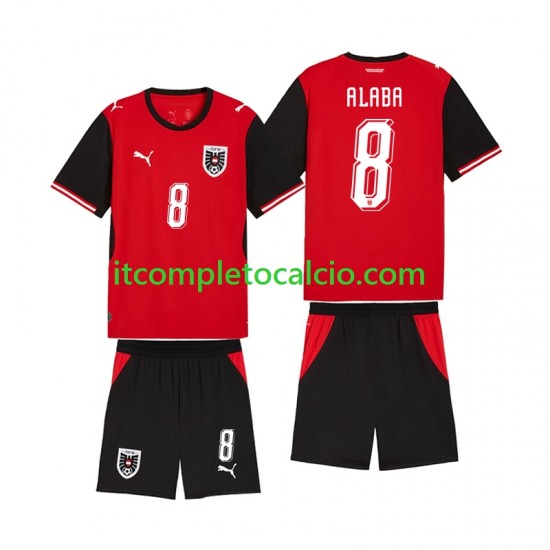 Maglia Austria David Alaba 8 Divisa Home Mondiali 2026 Manica Corta ,Bambino Maglia Austria David Alaba 8 Divisa Home Mondiali 2026 Manica Corta ,Bambino
