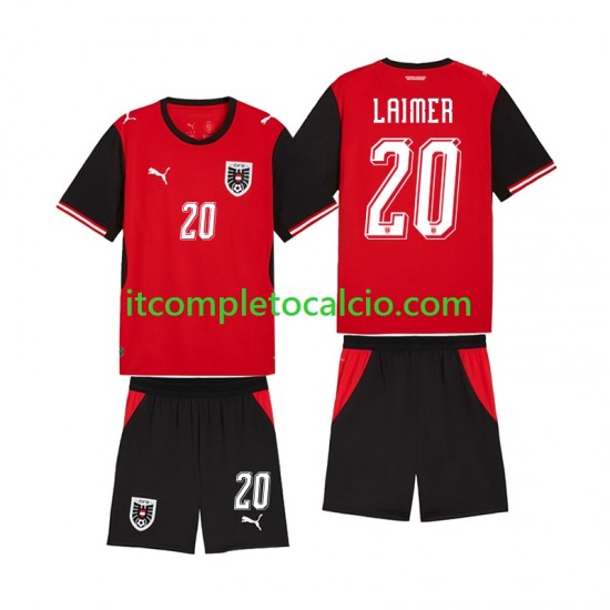Maglia Austria Konrad Laimer 20 Divisa Home Mondiali 2026 Manica Corta ,Bambino Maglia Austria Konrad Laimer 20 Divisa Home Mondiali 2026 Manica Corta ,Bambino