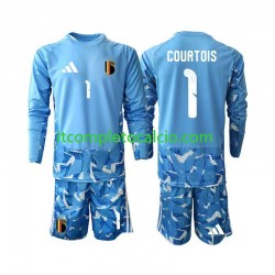 Maglia Belgio Thibaut Courtois 1 Portiere Divisa Home Mondiali 2026 Manica Lunga ,Bambino