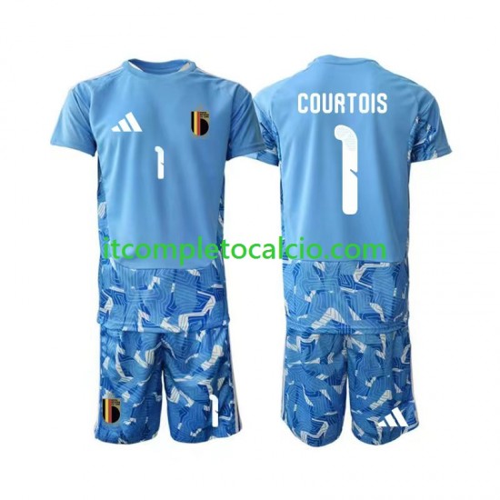 Maglia Belgio Thibaut Courtois 1 Portiere Divisa Home Mondiali 2026 Manica Corta ,Bambino