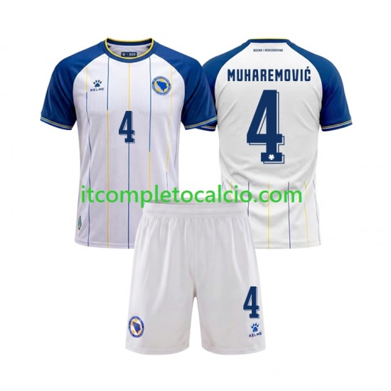 Maglia Bosnia Herzegovina Tarik Muharemovic 4 Divisa Away Mondiali 2026 Manica Corta ,Bambino Maglia Bosnia Herzegovina Tarik Muharemovic 4 Divisa Away Mondiali 2026 Manica Corta ,Bambino